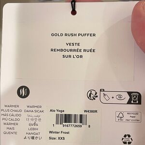 ALO Yoga Gold Rush Puffer Jacket XXS